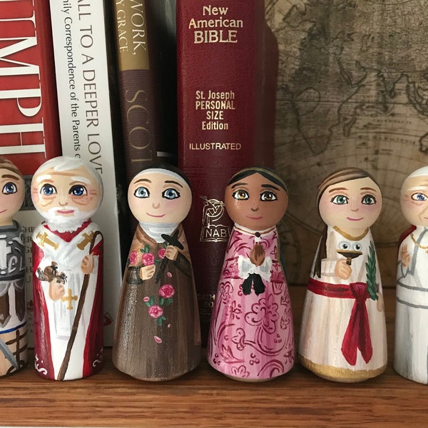 Custom Hand-painted Saint Peg Dolls