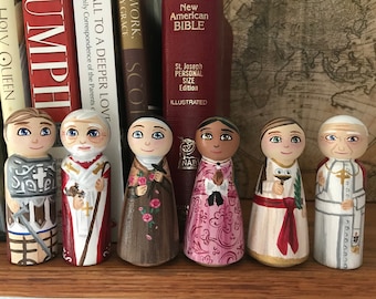 Custom Hand-painted Saint Peg Dolls