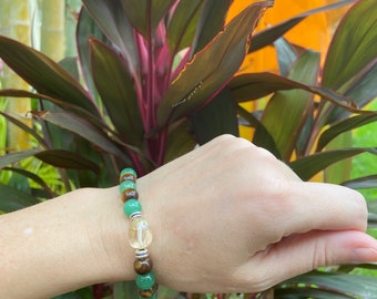 Money Manifestation Bracelet - Aventurine, Tiger's Eye, and Citrine