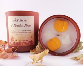 13oz Fall, Leaves, and Pumpkins Please Coconut Soy Candle
