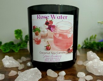 12oz Rose Water Coconut Soy Candles | All Natural, Eco-Friendly, Vegan Friendly