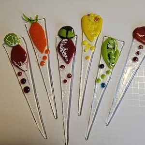 Fused Glass Vegetable Garden Stakes II