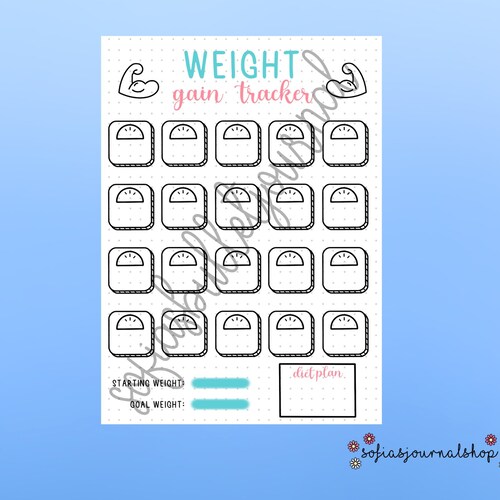 PDF Weight Gain Tracker 2022 PDF Bullet Journal Spreads Etsy