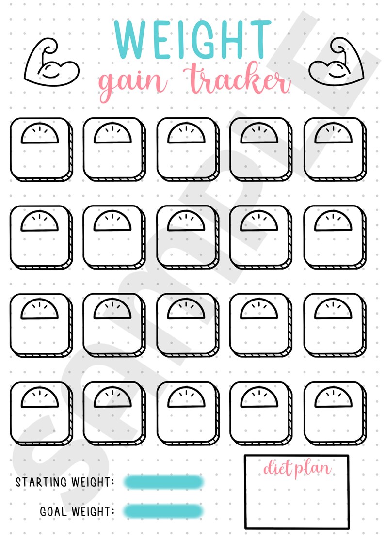 Weight Gain Tracker 2022 Bullet Journal Spread Weight Gain Etsy Israel