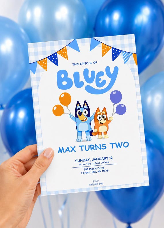 Bluey Birthday Invitation | Bluey Party Invite | Boy 1st and 2nd Birthday Invitation | Editable Digital Download | Blue Boy Birthday Theme