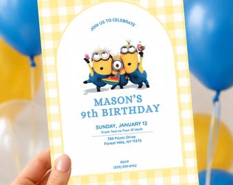 Minions Birthday Invitation | Minion Theme Birthday Invite | Minion Birthday | Boy Birthdya | Funny Cartoon Party Invite | Digital Download