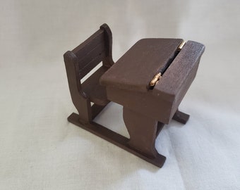 schoolhouse desks Dollhouse Miniatures - Victorian Style School Desk - Doll Furniture - Kid's Room, Schoolhouse Decoration Accessory