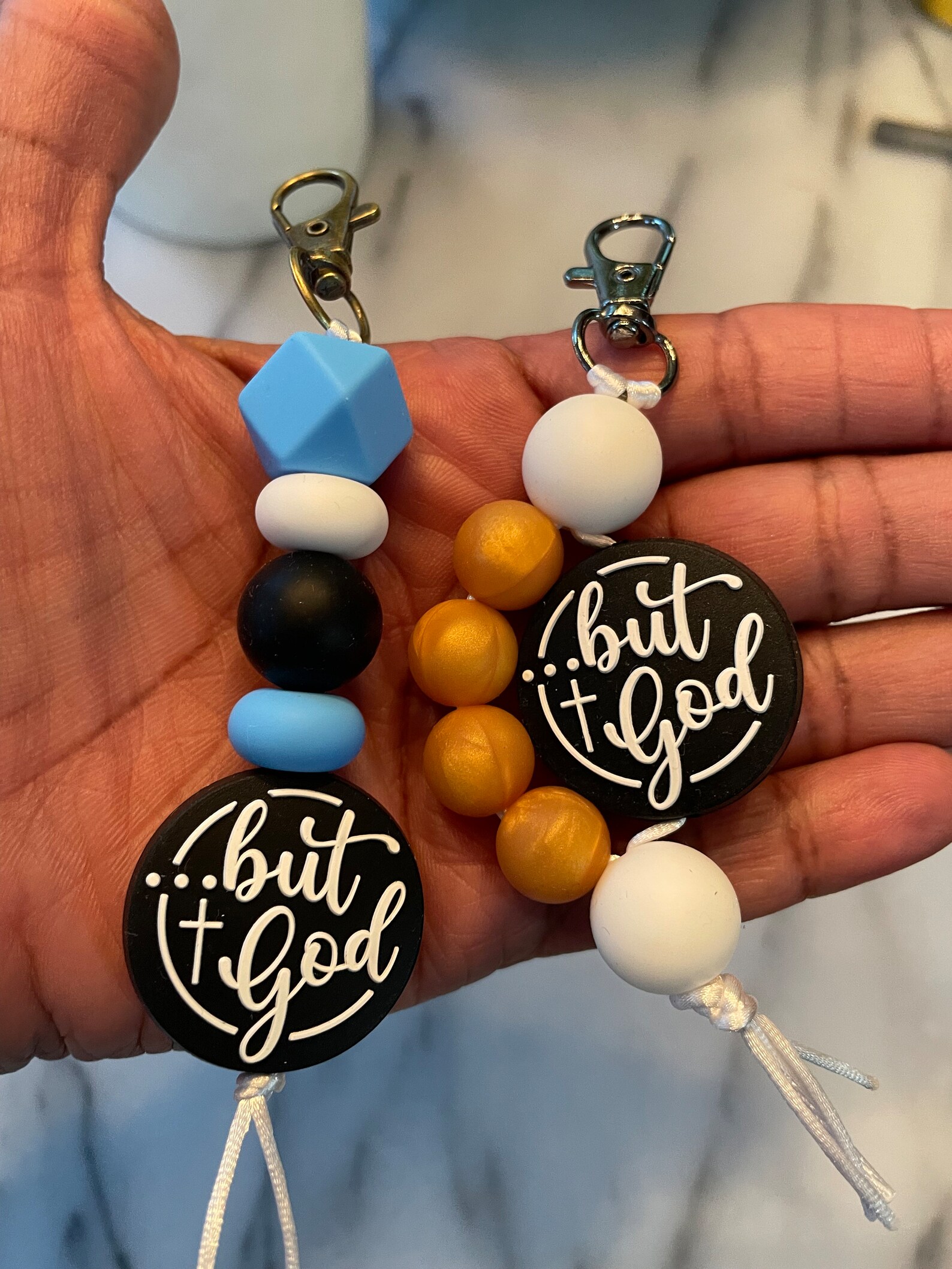 Silicone Bracelet Keychain - Religious, Jesus, White & Buttercream main image 0