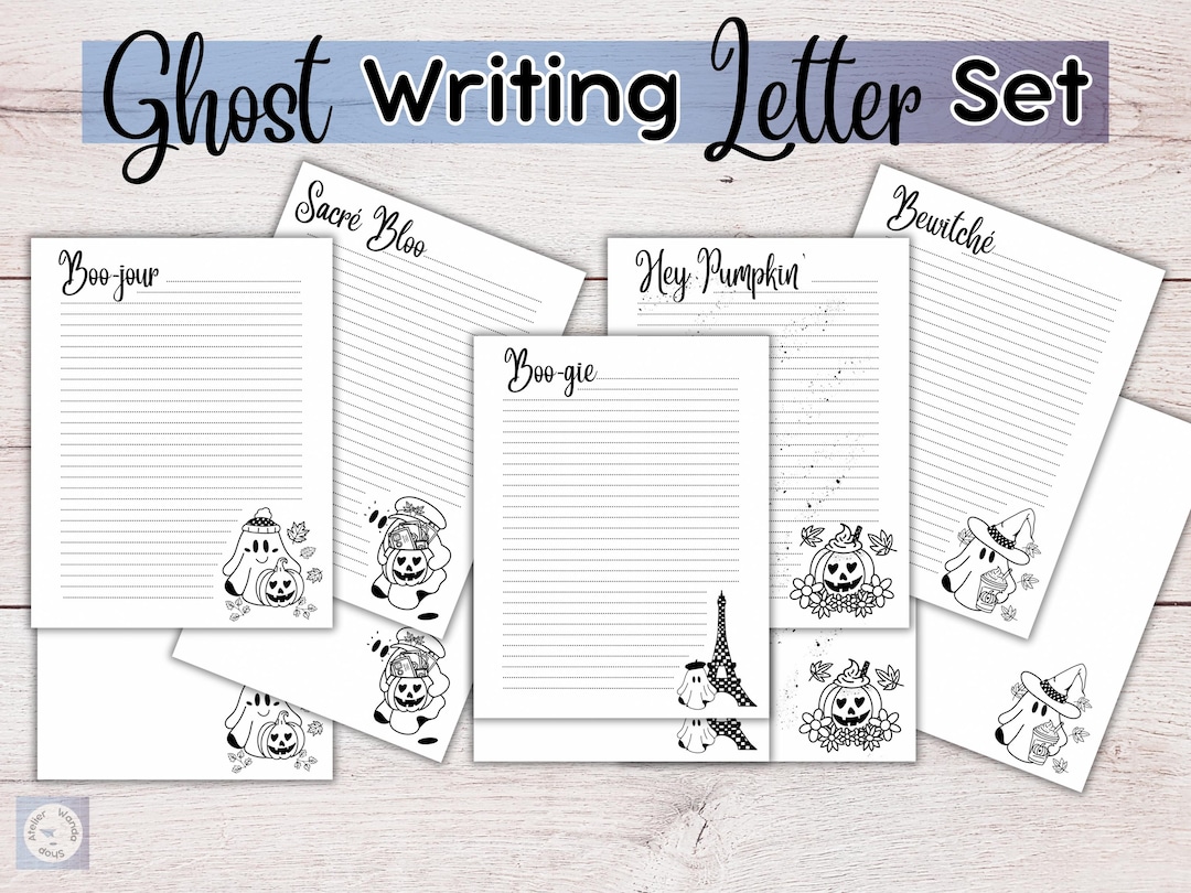 Ghost Letter Tutorial Spooky Ghost Letter Set | Kawaii Halloween Stationery (PDF) - Etsy