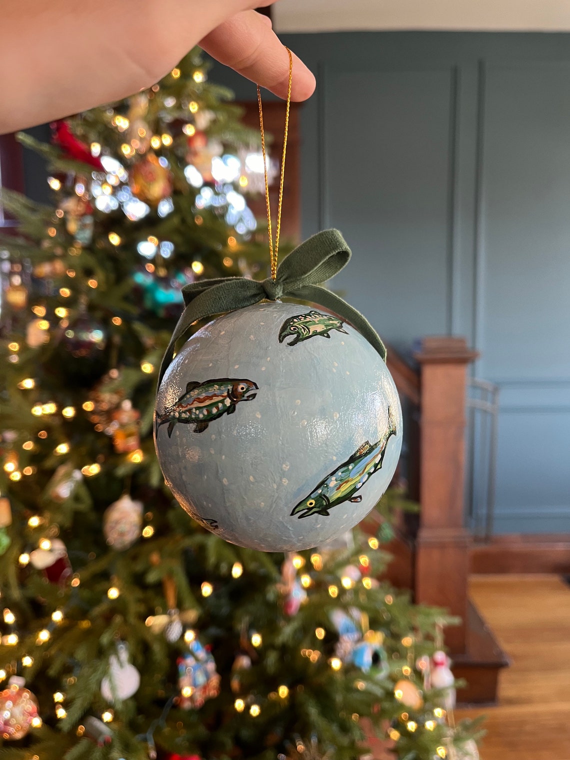 Hand Painted Christmas Ornament Round Extra Large Ornament - Etsy