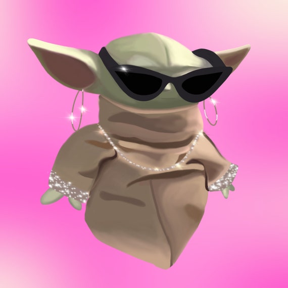 Material Gorl Baby Yoda Printable Wall Art, Descarga digital Baby Yoda,  Funny Baby Yoda Wall Art, Girly Baby Yoda Wall Art, Yoda meme