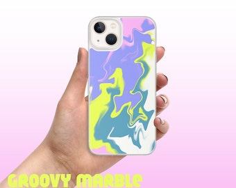 Groovy marble phone case, neon swirl- iphone X, XR, 7, 8, 11, 12, 13, Neon iphone case, marble iphone case, girly, rainbow, trendy