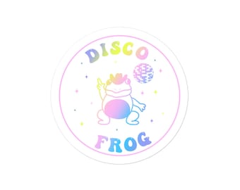 Rainbow Disco Frog Sticker- Gifts for frog lovers, cute frog sticker, water bottle frog sticker, hydroflask frog sticker, girly frog sticker
