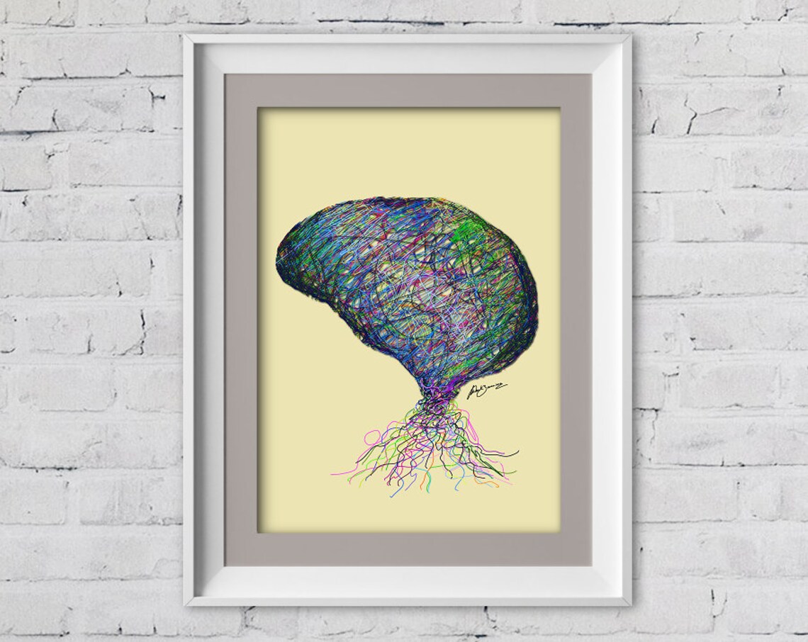 Human Brain Abstract Print. Brain Colored Anatomy Art Digital | Etsy