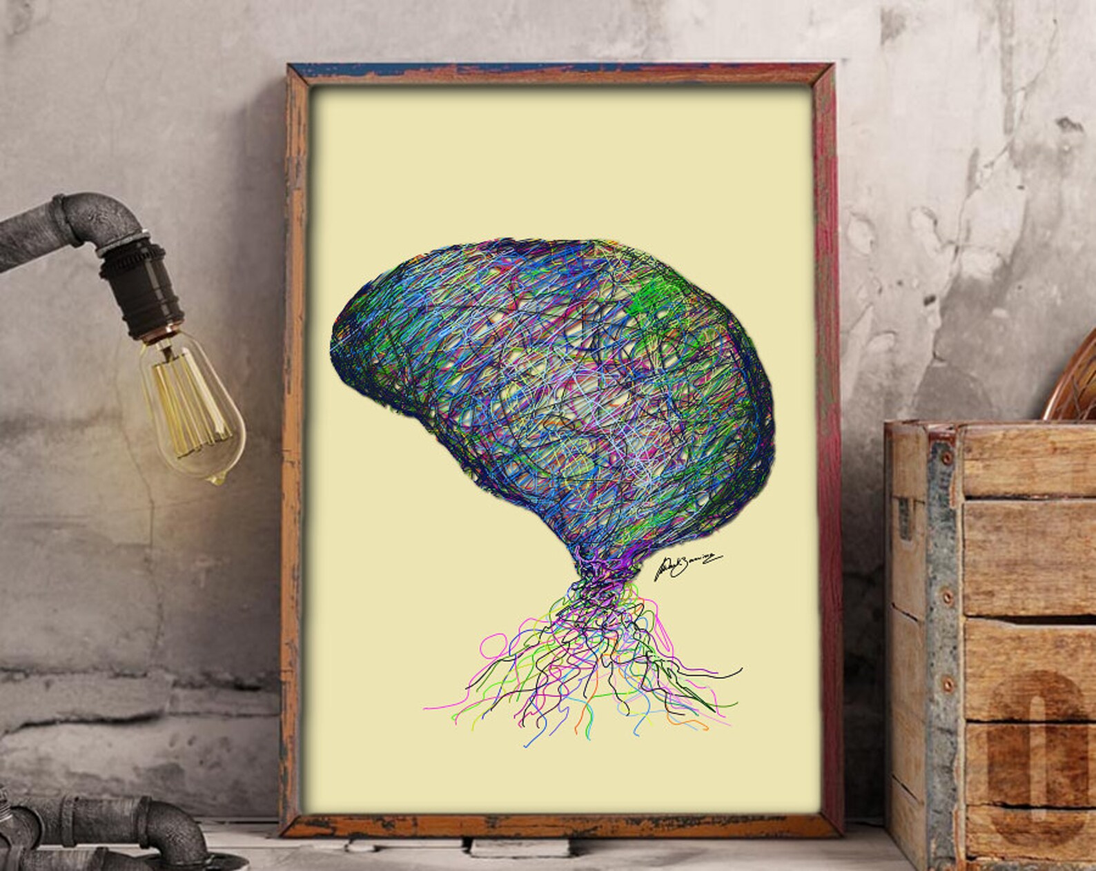 Human Brain Abstract Print. Brain Colored Anatomy Art Digital | Etsy