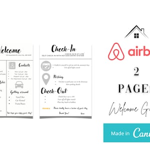 Airbnb 2 Strony Szybki Powitalny Przewodnik | Airbnb Powitalna Książka | Wypełnialny i Edytowalny Szablon Airbnb | Zasady Domu + Wi-Fi + Zameldowanie/Wymeldowanie