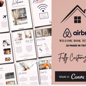 Airbnb welcome book Template, Airbnb welcome book, Canva template, Airbnb host bundle, House manual airbnb, Airbnb check in, Airbnb rules
