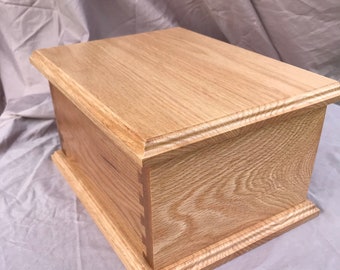 Oak Dovetail Urn for Adult Human Ashes, up to 230 pounds