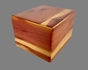 Minimalist Aromatic Cedar Cremation Urn for Adult Human Ashes, Rounded Edges, up to 280 pounds