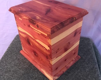 Aromatic Cedar Dovetail Cremation Urn for Human Ashes, up to 355 pounds, Companion  urn