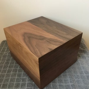 Minimalist Cremation Urn-Black Walnut, for Adult Human Ashes, up to 280 pounds