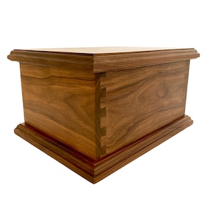 Black Walnut Dovetail Urn for Human Ashes, up to 230 pounds