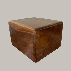 Minimalist Cremation Urn-Black Walnut, rounded edges, for Adult Human Ashes, up to 280 pounds
