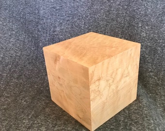 Birdseye Maple Urn for Adult Human Ashes, up to 280 pounds, Cubist Model