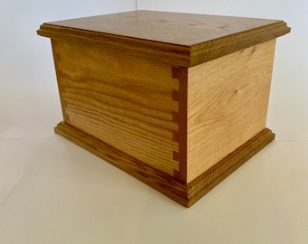 Oak Dovetail Companion Urn for Adult Human Ashes, up to 330 pounds