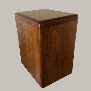 Modernist Urn, Black Walnut stained Cherry Urn for Adult Human Ashes, up to 250 pounds