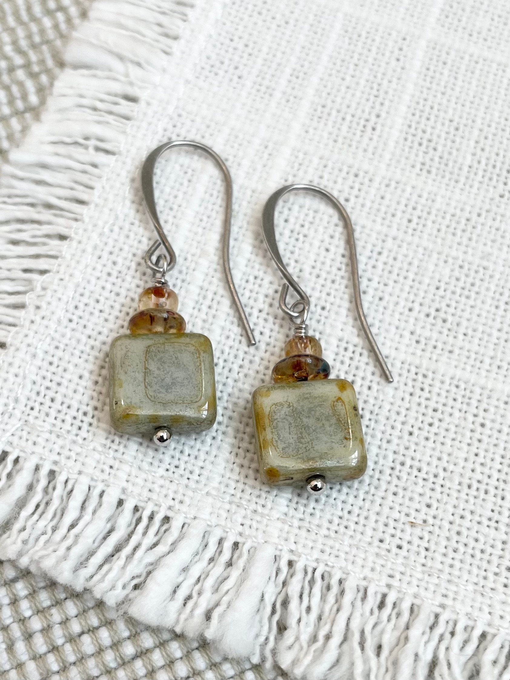 Boho earrings /dangle earrings /czech glass earrings /gifts for her/ f —  San José Made