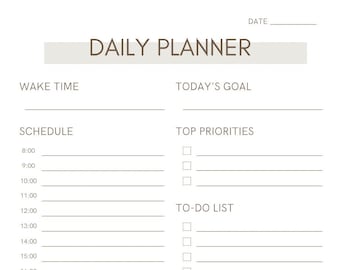 Daily Planner Printable PDF Printable Daily Planner Etsy