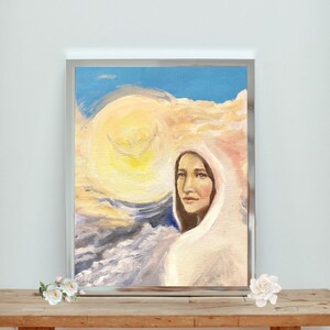 Digital Art Print: Holy Mary Adores God in Heaven