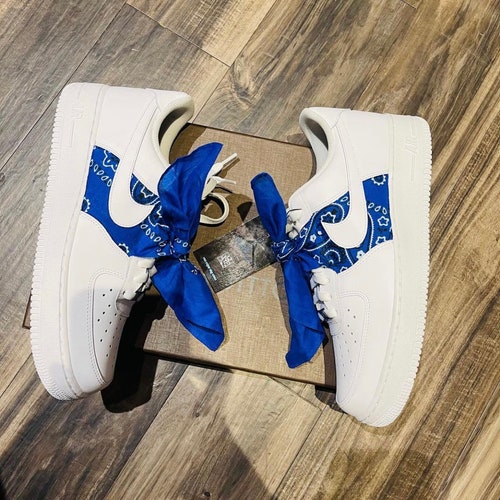 custom air force 1 blue bandana