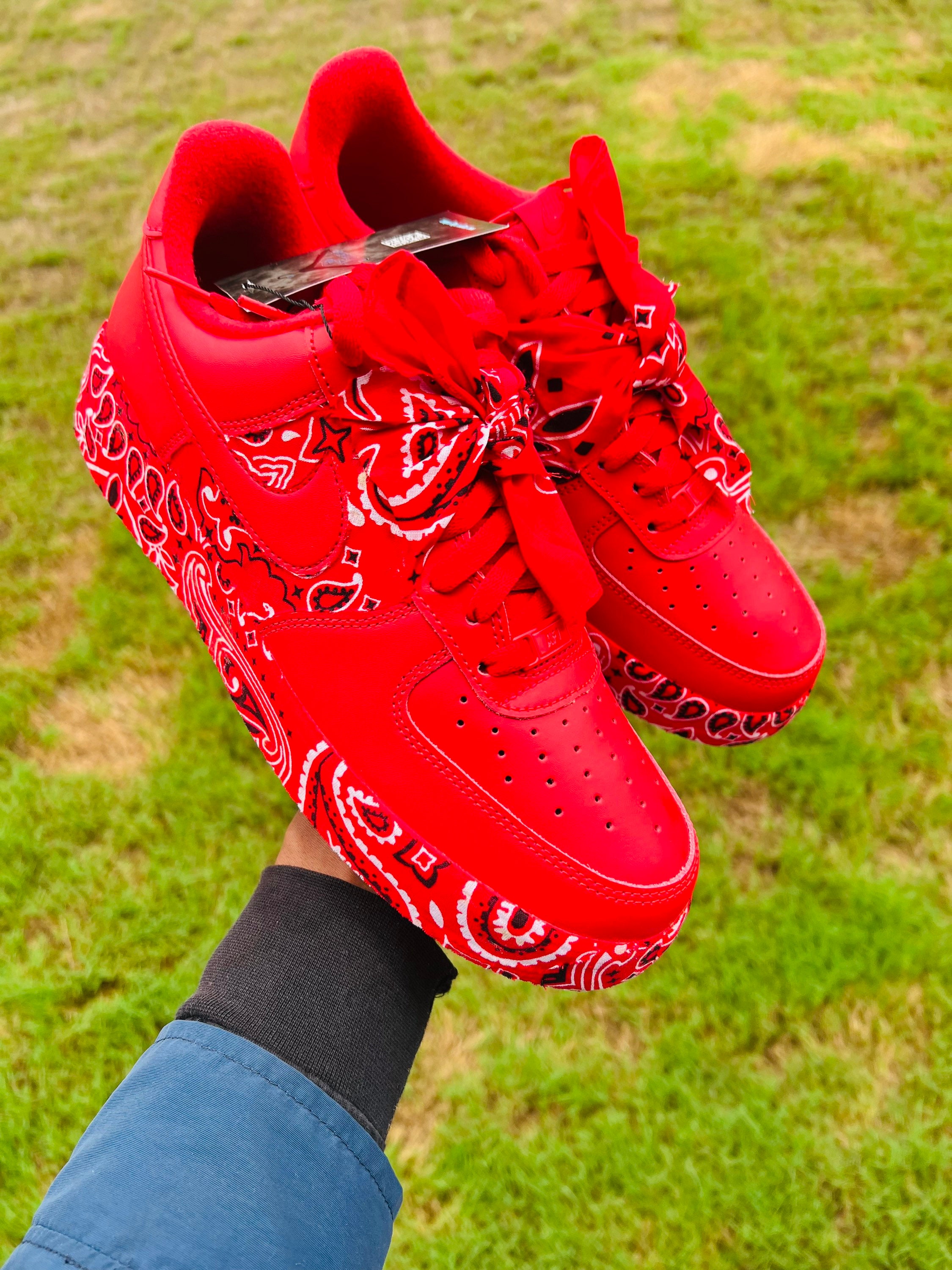Red Nike Air Force 1 customsred & white Nike Air Force ones 