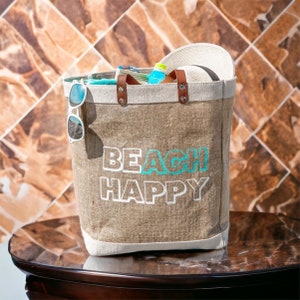 Cruise Beach Excursion Bag Genuine Leather Handles Lined Beach Bag Cruise Product
