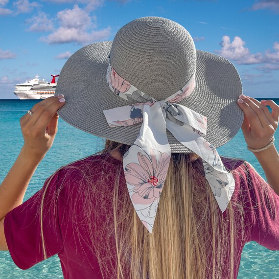 Elegant Womens Cruise Sun Straw Beach Hat Style 2 SCARF Beach Hat Summer Hat  Cruise Product -  Canada