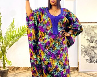 SIMI Handmade Ankara Kaftan- Women Agbada Dress- Danshiki African Dress-Beautiful Kaftan Boubou Dress For a Chic and Comfortable Look