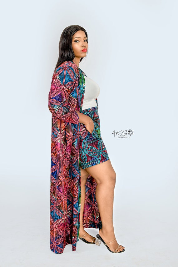 Makeda kimono short set; Ankara Kimono; African P… - image 5