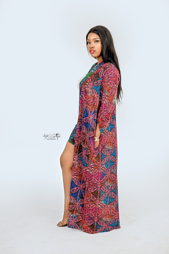 Makeda kimono short set; Ankara Kimono; African P… - image 3