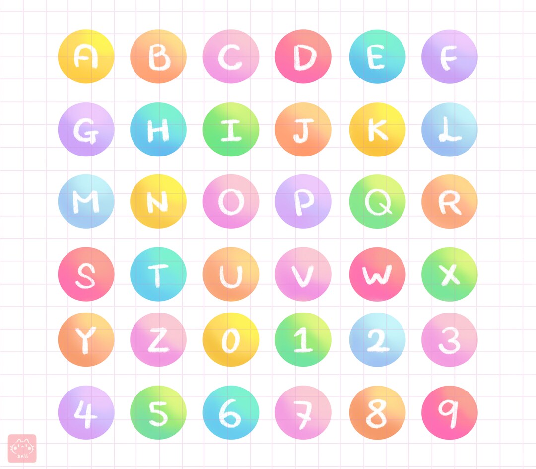 Small Rounding Numbers Letter Sticker Digital Alphabets Numbers Letters Stickers/ Colorful Round - Etsy UK