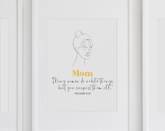 Mom Proverbs 31:29 Minimalist Digital Poster Print