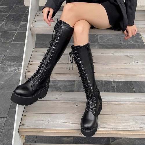 gothic knee high platform boots