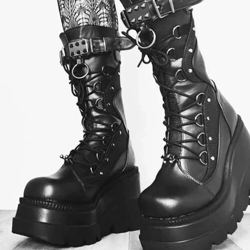 Gothic Chunky Punk Platform Ankle Boots Super High Heels - Etsy