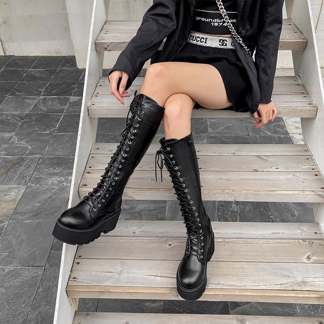 Bijna dood Componeren Samenstelling Black Chunky Super High Platform Boots Gothic Punk Cosplay - Etsy