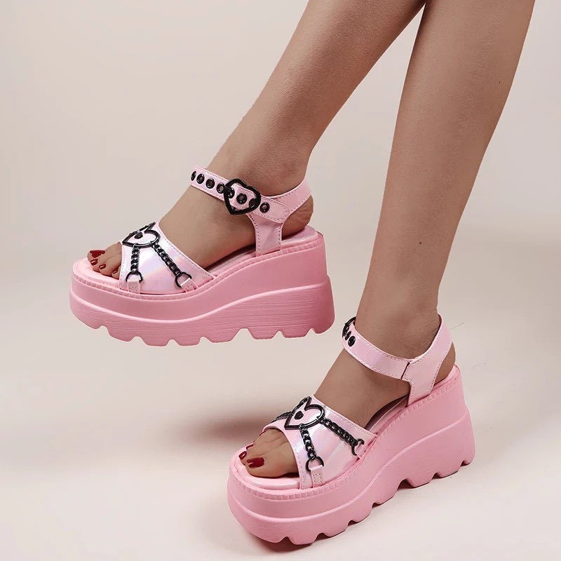 Super High Pink Platform Sandals Pink Platform Sandals - Etsy