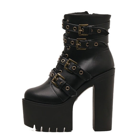 high heel chunky ankle boots