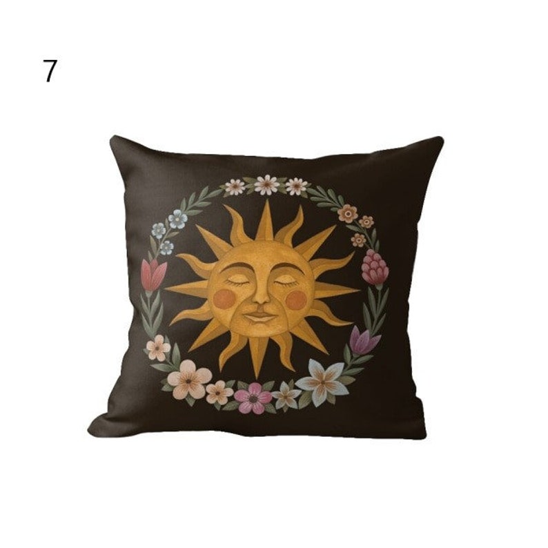 Sun Moon Stars Cushion Covers Zodiac Tarot Throw Pillow Etsy