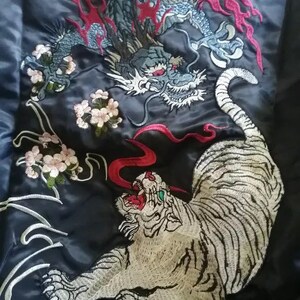Dragon Tiger Bomber Jacket Japanese Style Embroidered Jacket - Etsy