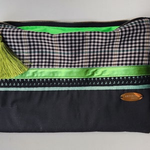 Green and Black Plaid Clutch Wristlet, Purse, Bag, Wallet with open pocket